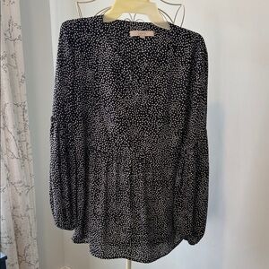 LOFT Black and White Polka Dot Blouse